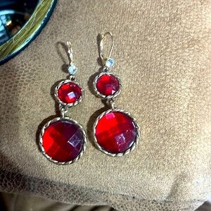 Scroll & Vine Rhinestone Hanging Disc Earrings